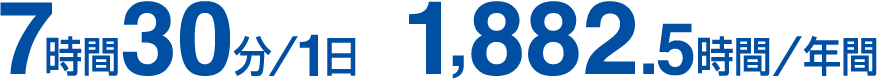 7時間30分／1日　1,882.5時間／年間