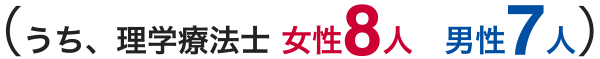 （うち、理学療法士 女性8人　男性7人）